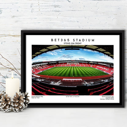 Bet365 Stadium, Stoke City Football Stadium Wall Art Print, Championship Decor, Framed Canvas Print Wall Art