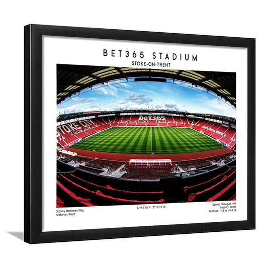 Bet365 Stadium, Stoke City Football Stadium Wall Art Print, Championship Decor, Framed Art Print Wall Decor
