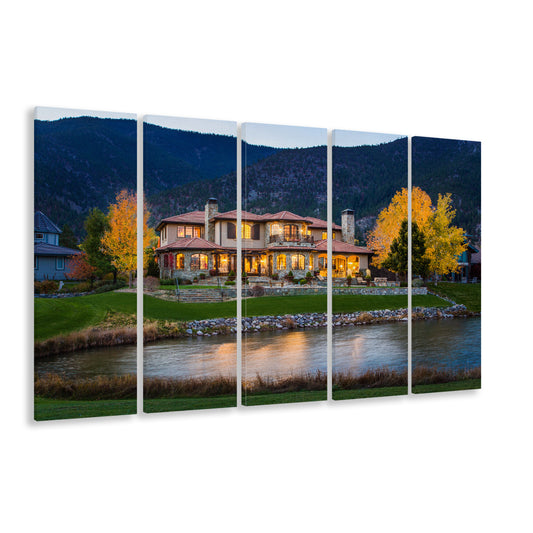 Genoa Lakes Ranch Golf Course Light Night, Golf Art Print, Extra Large Canvas Print Wall Art