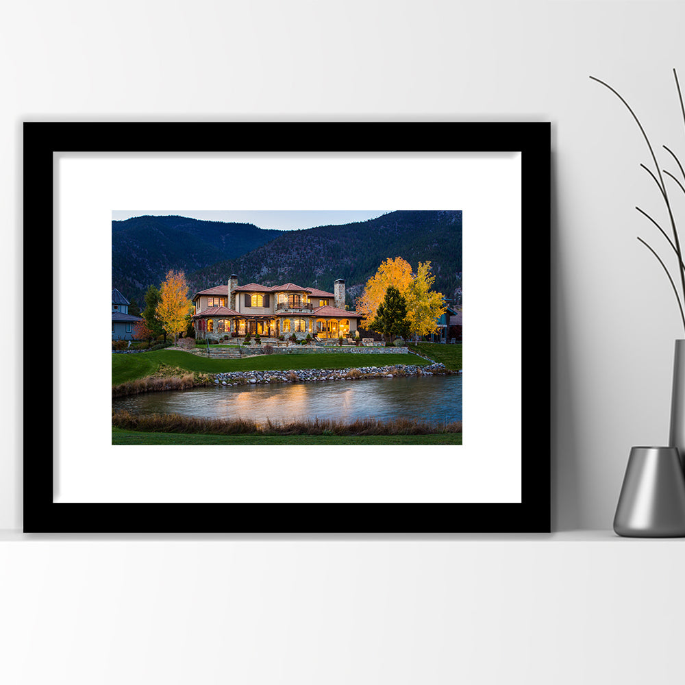 Genoa Lakes Ranch Golf Course Light Night, Goft Art Print, Framed Art Print White Border Wall Decor