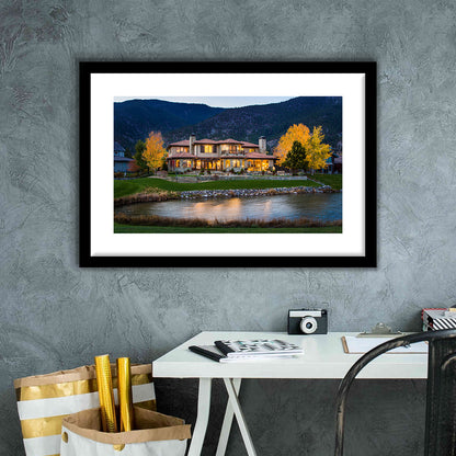Genoa Lakes Ranch Golf Course Light Night, Goft Art Print, Framed Art Print White Border Wall Decor