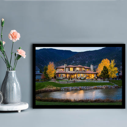 Genoa Lakes Ranch Golf Course Light Night, Framed Art Print Wall Decor, Picture Framed