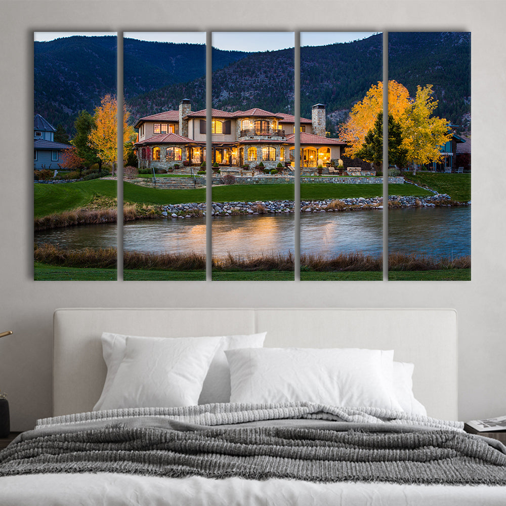 Genoa Lakes Ranch Golf Course Light Night, Golf Art Print, Extra Large Canvas Print Wall Art