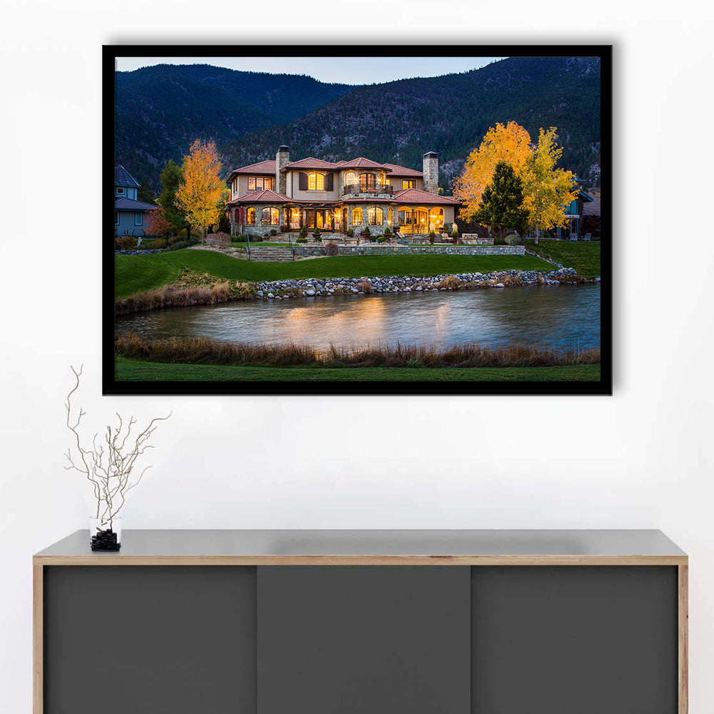 Genoa Lakes Ranch Golf Course Light Night, Framed Art Print Wall Decor, Picture Framed