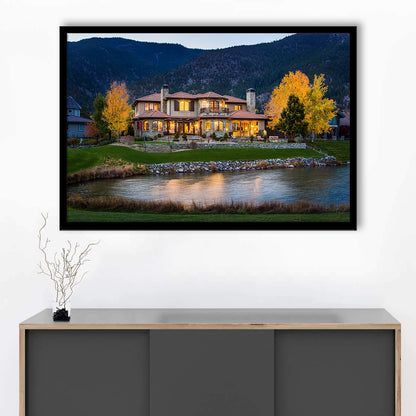 Genoa Lakes Ranch Golf Course Light Night, Framed Art Print Wall Decor, Picture Framed