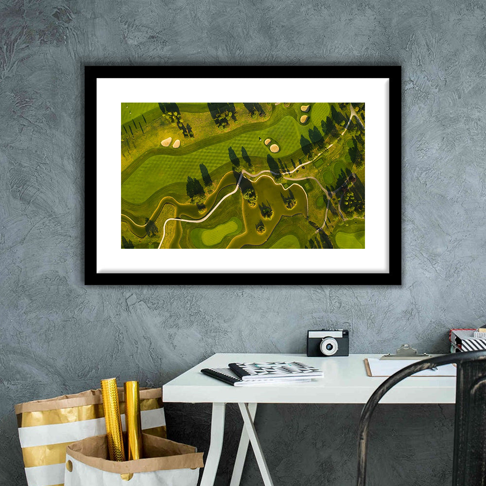 Golf Course In The Daylight In Oberwaltersdorf, Austria, Goft Art Print, Framed Art Print White Border Wall Decor