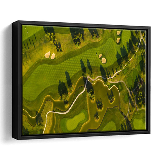 Golf Course In The Daylight In Oberwaltersdorf, Austria, Floating Framed Canvas Print Wall Art