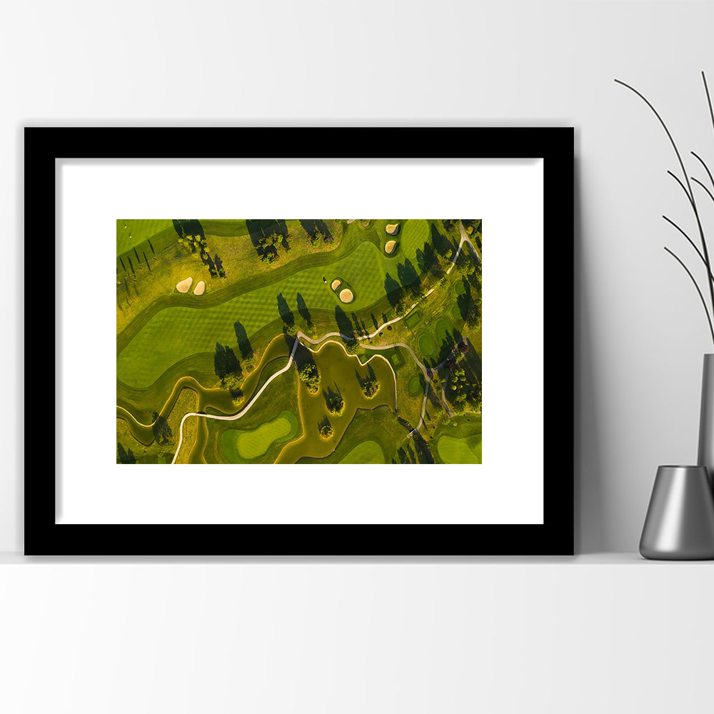 Golf Course In The Daylight In Oberwaltersdorf, Austria, Goft Art Print, Framed Art Print White Border Wall Decor