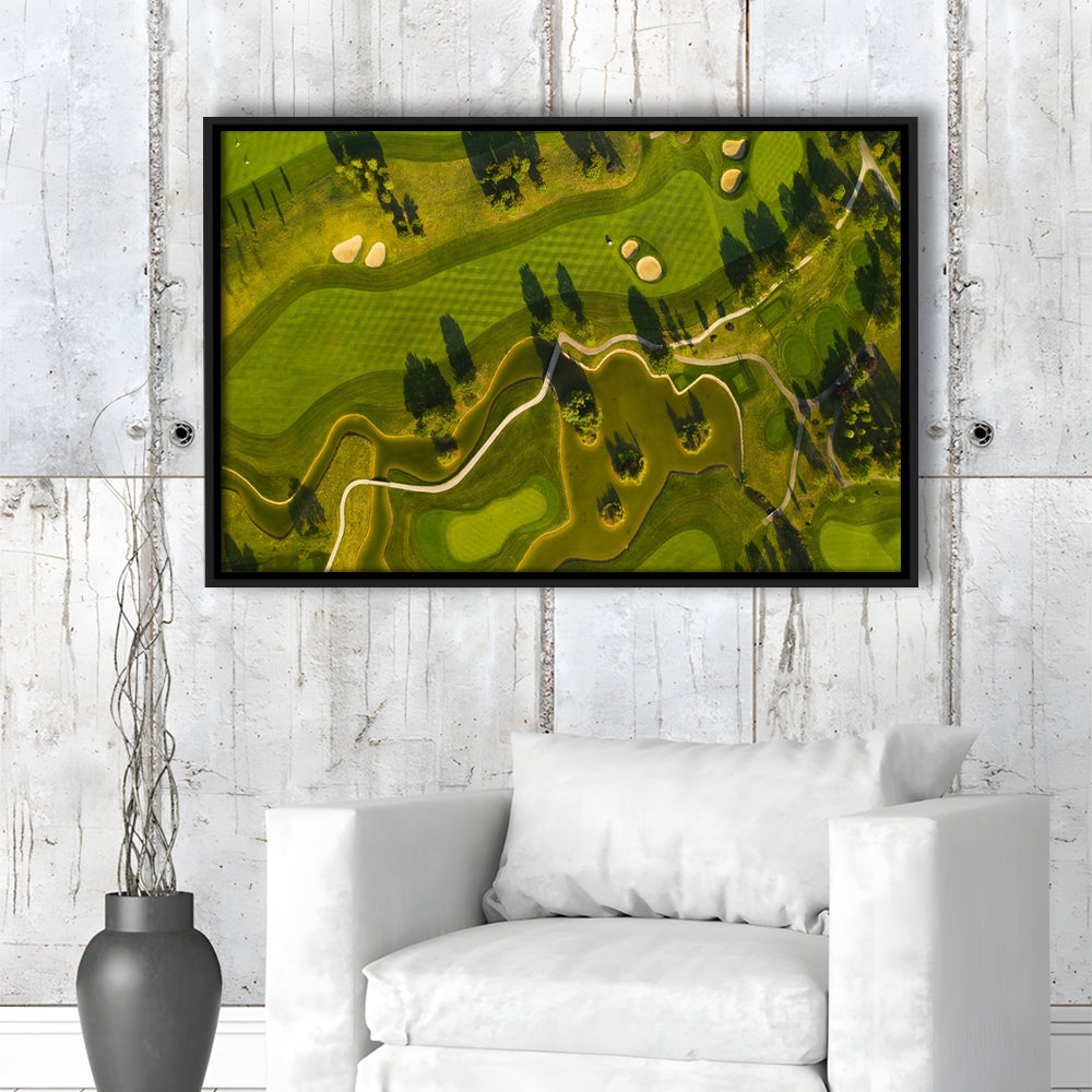 Golf Course In The Daylight In Oberwaltersdorf, Austria, Floating Framed Canvas Print Wall Art