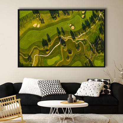 Golf Course In The Daylight In Oberwaltersdorf, Austria, Floating Framed Canvas Print Wall Art