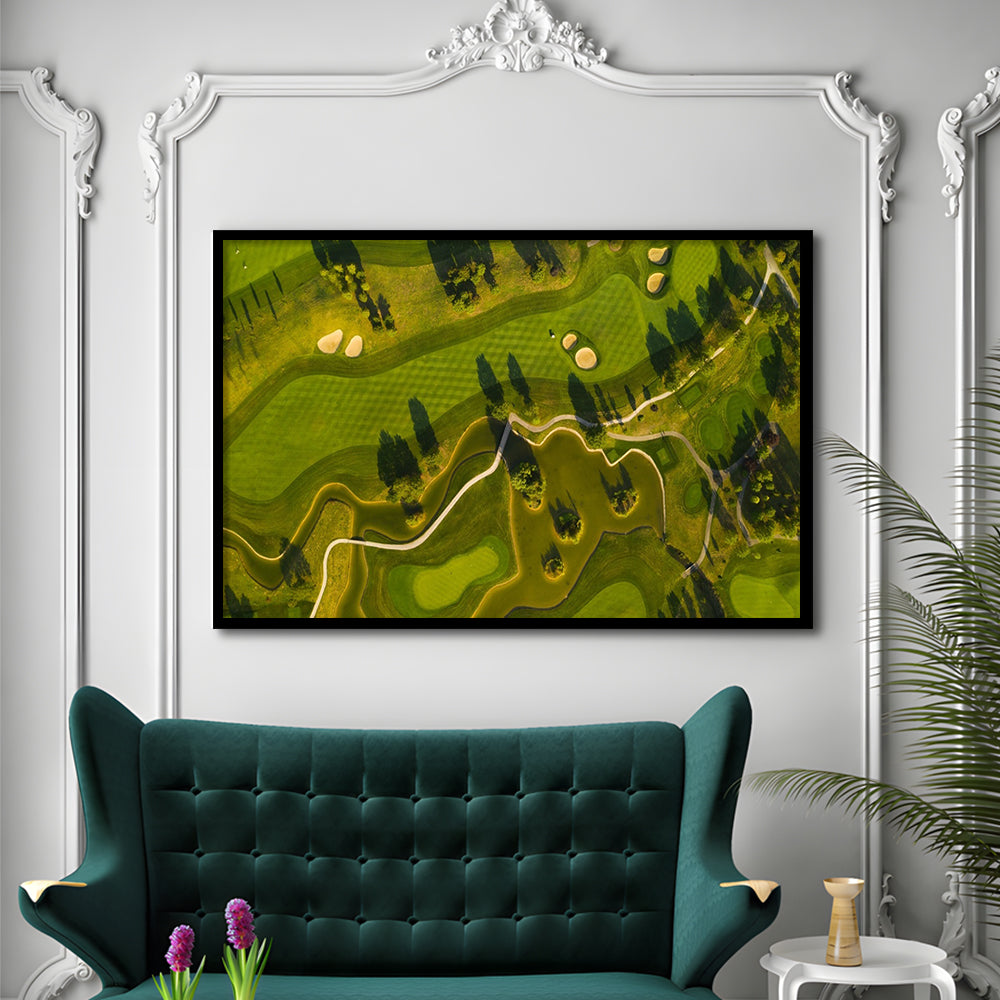 Golf Course In The Daylight In Oberwaltersdorf, Austria, Framed Art Print Wall Decor, Picture Framed