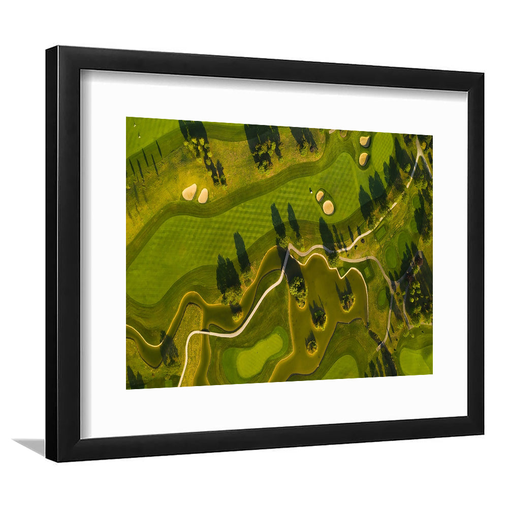 Golf Course In The Daylight In Oberwaltersdorf, Austria, Goft Art Print, Framed Art Print White Border Wall Decor