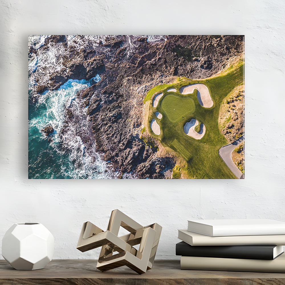 Golf Course Next To The Ocean With Waves, Golf Art Print,Gifts Golf Lover