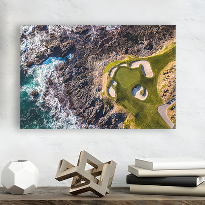Golf Course Next To The Ocean With Waves, Golf Art Print,Gifts Golf Lover