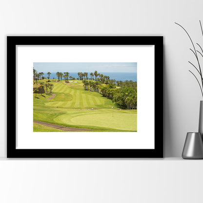 Green Golf Course, Palm And Good Holiday, Goft Art Print, Framed Art Print White Border Wall Decor