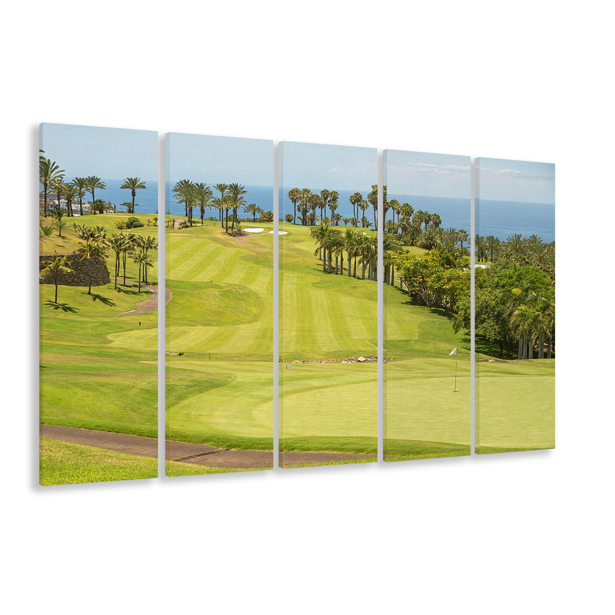 Green Golf Course, Palm And Good Holiday, Golf Art Print, Extra Large Canvas Print Wall Art