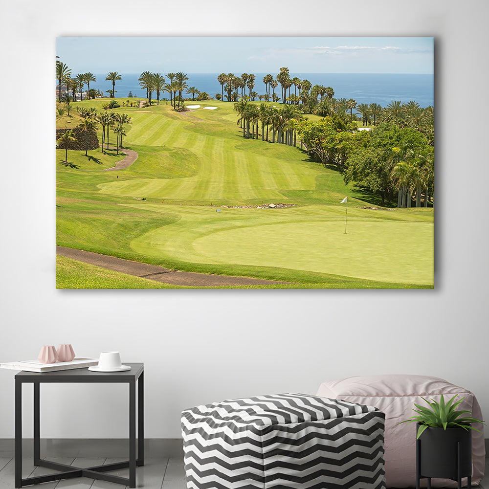 Green Golf Course, Palm And Good Holiday, Golf Art Print,Gifts Golf Lover
