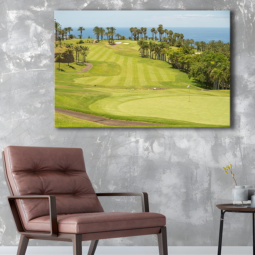 Green Golf Course, Palm And Good Holiday, Golf Art Print,Gifts Golf Lover