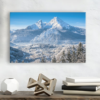 mountain landscape in the Bavarian Alps with village of Berchtesgaden, Cavas Print Wall Art Hom Decor