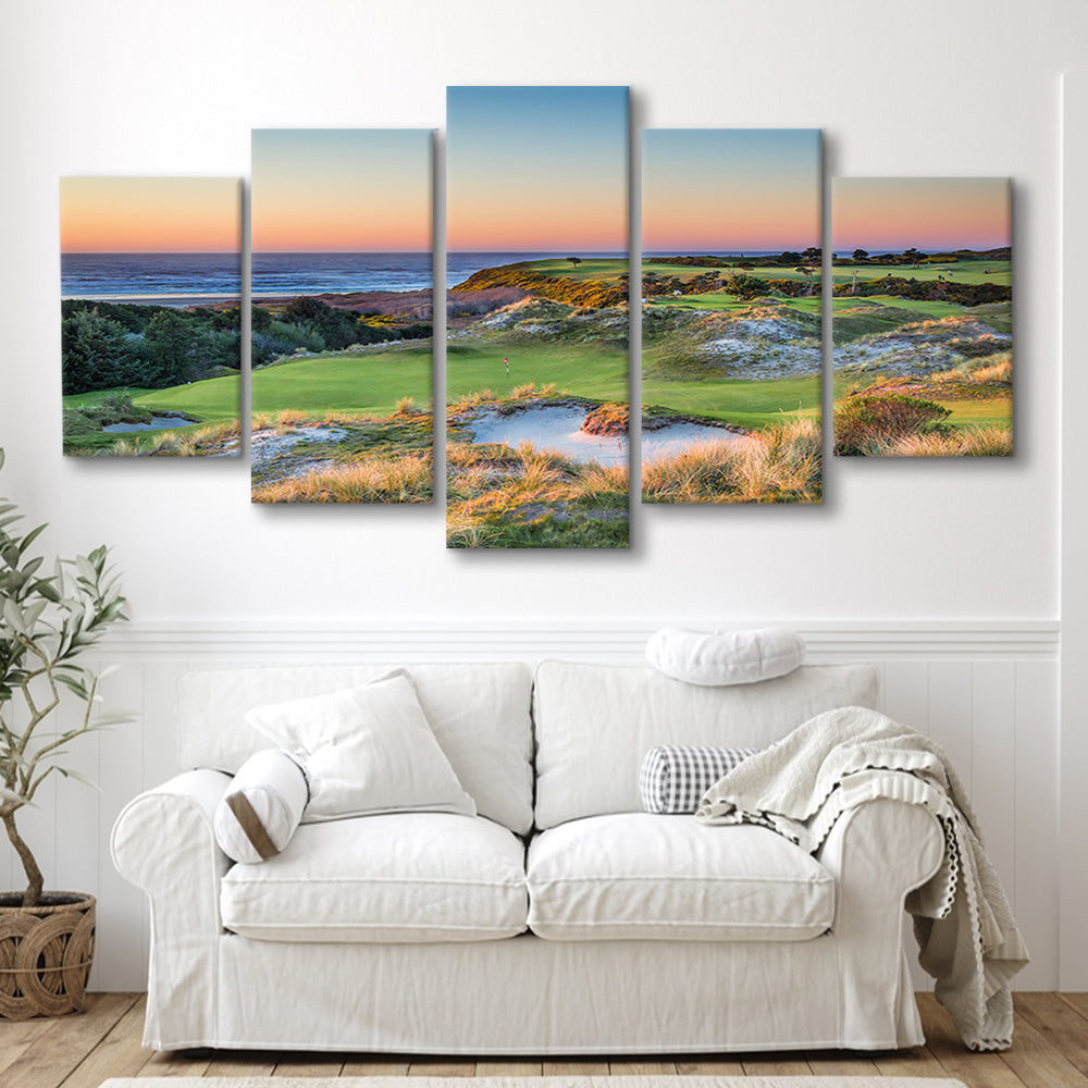 Planning A Trip To Bandon Dunes Golf Resort, Golf Art Print, 5 Pieces Mixed Canvas Print Wall Art